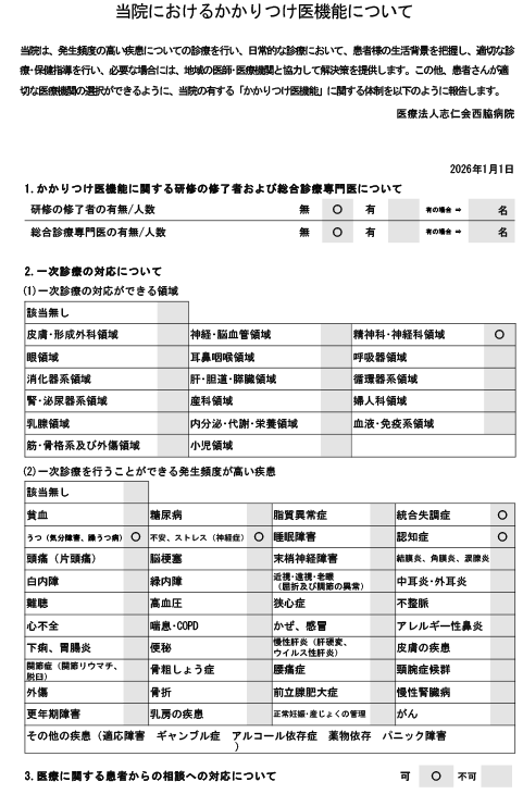 当院におけるかかりつけ医機能について